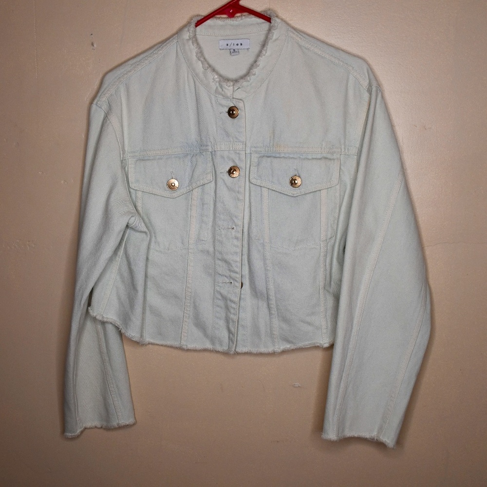 Bleached Cropped Denim Jacket Size S